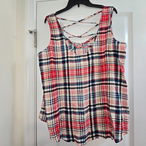 Torrid Challis Back Criss Cross Tank - Summer Plaid - Picture 2 of 7